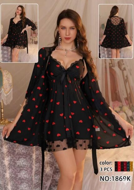 3 Pcs Womens Net Malai Fabric Nighty