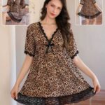 2 Pcs Womens Malai Net tiger print Nighty