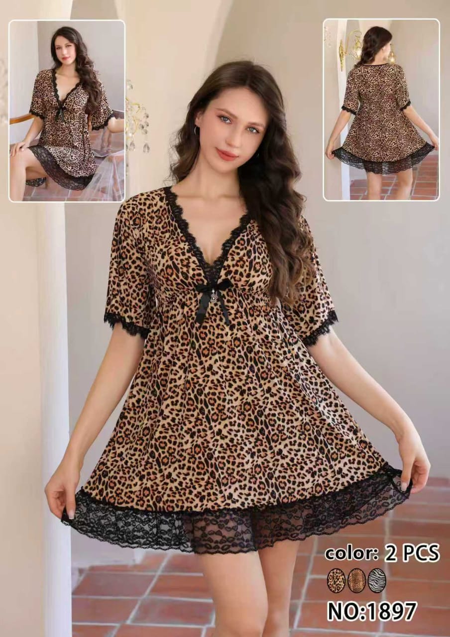 IMG-20260421-WA0000 2 Pcs Womens Malai Net tiger print Nighty - Image 1