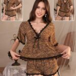 2 Pcs Womens Malai Net fabric tiger print Nighty